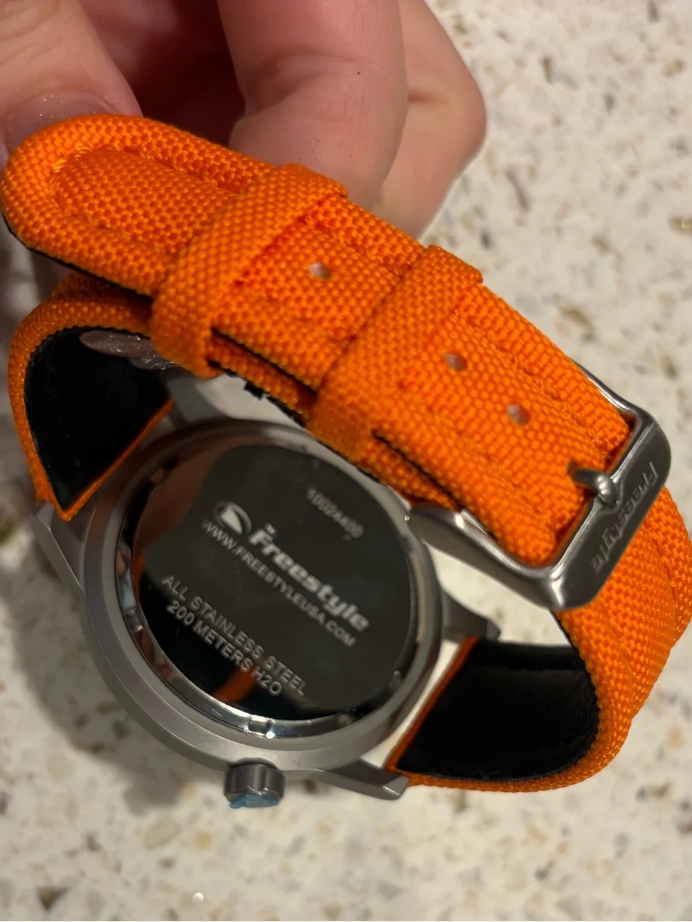 Freestyle Men's Watch with Orange Fabric Strap and Gunmetal Case